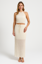 Salma - Ruffled Halterneck Pleated Crop Top