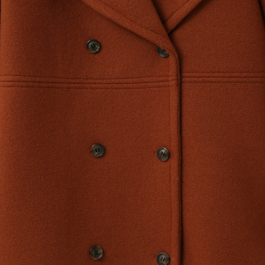 Double-Breasted Long Wool Coat for Women – Perfect for Autumn