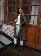 Chic Double-Breasted Midi Trench Coat for Women with Belt