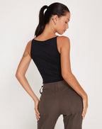 Lynn - Sleek Black Halter Top