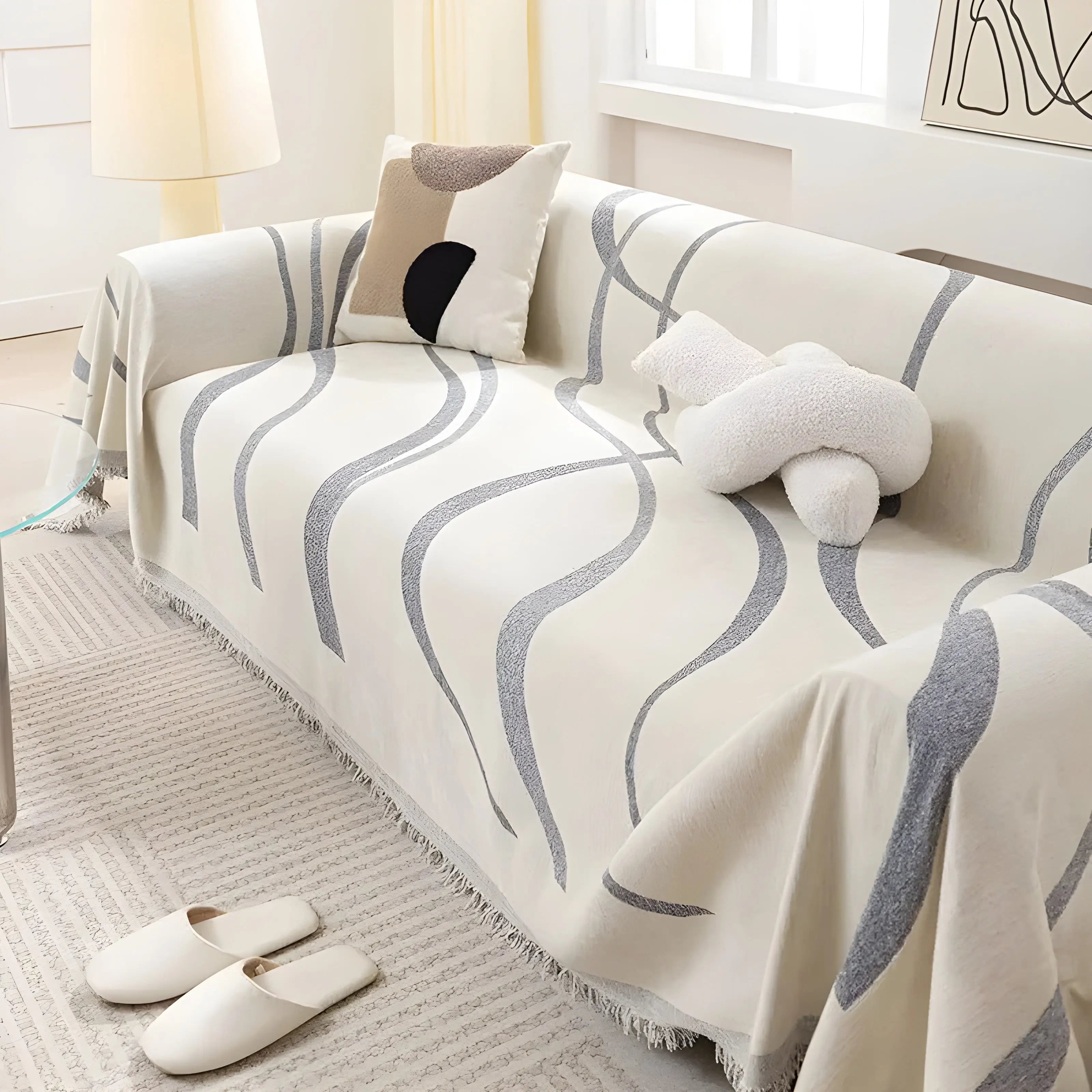 LuxeCasa Reversible Chenille & Cotton Sofa Cover