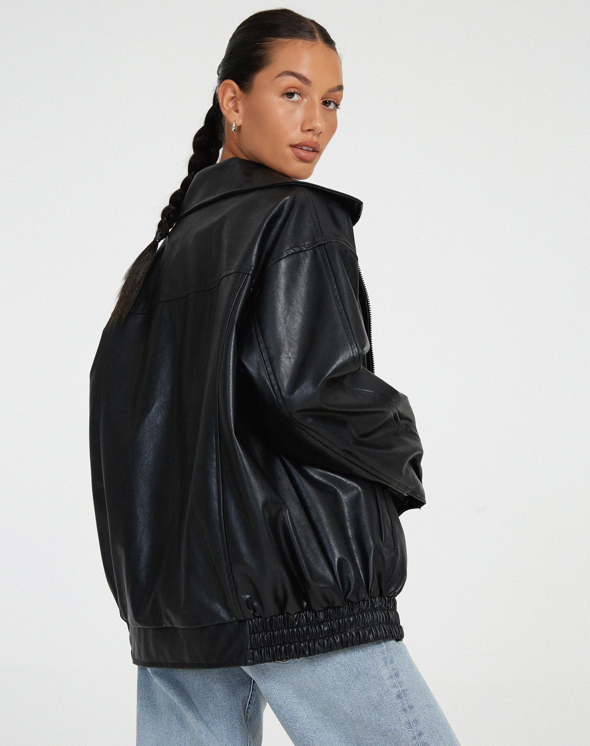 Chic Oversized Lightweight Leather Jacket for Women