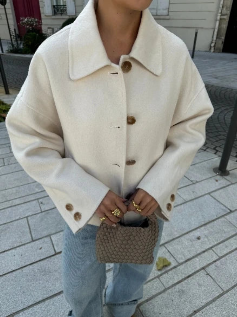 Chic Autumn Coat Crafted from Luxurious Natural Fabrics – Women's