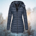 Women's Hooded Long Winter Puffer Jacket with Full Zip