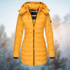 Women's Hooded Long Winter Puffer Jacket with Full Zip