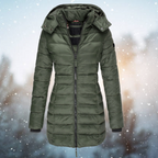 Women's Hooded Long Winter Puffer Jacket with Full Zip