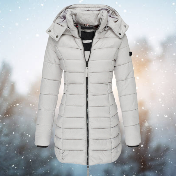 Women's Hooded Long Winter Puffer Jacket with Full Zip