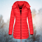 Women's Hooded Long Winter Puffer Jacket with Full Zip