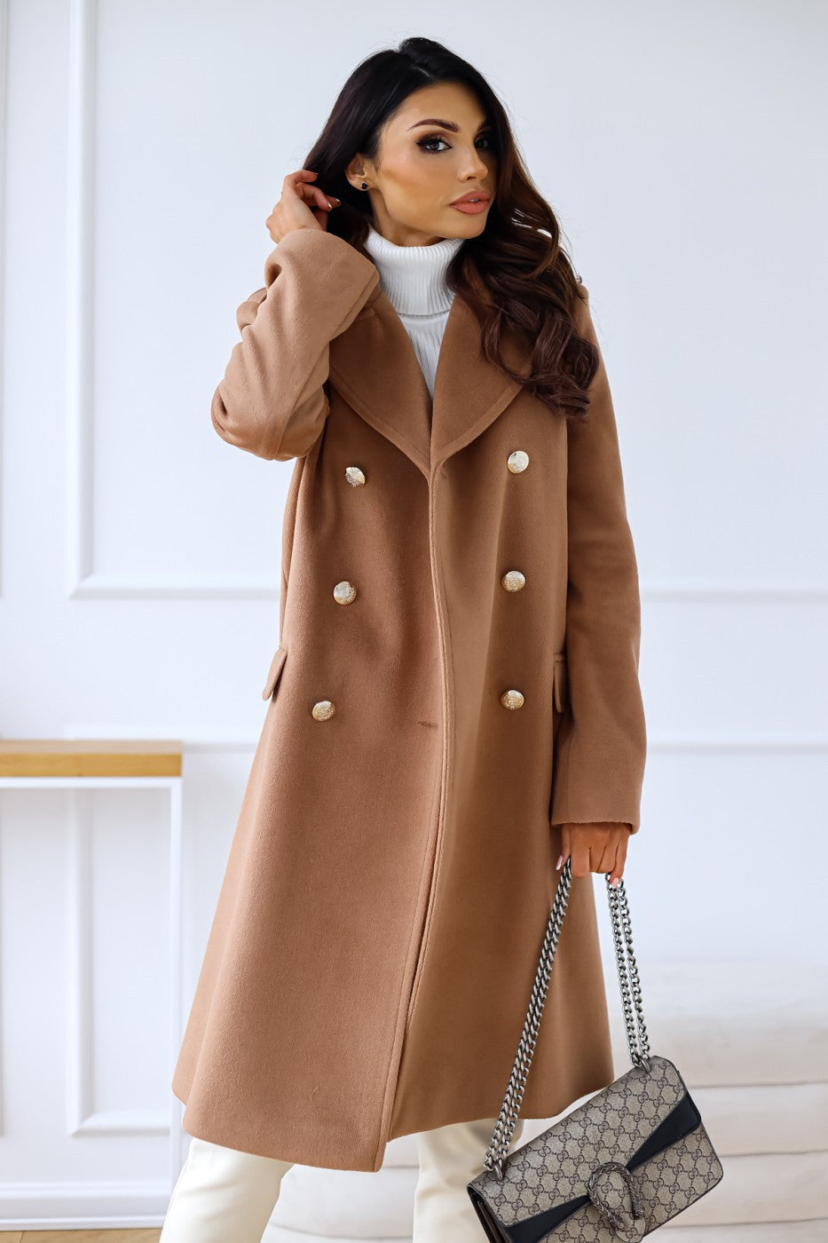 Chic Tailored Fit Double-Breasted Coat for Women