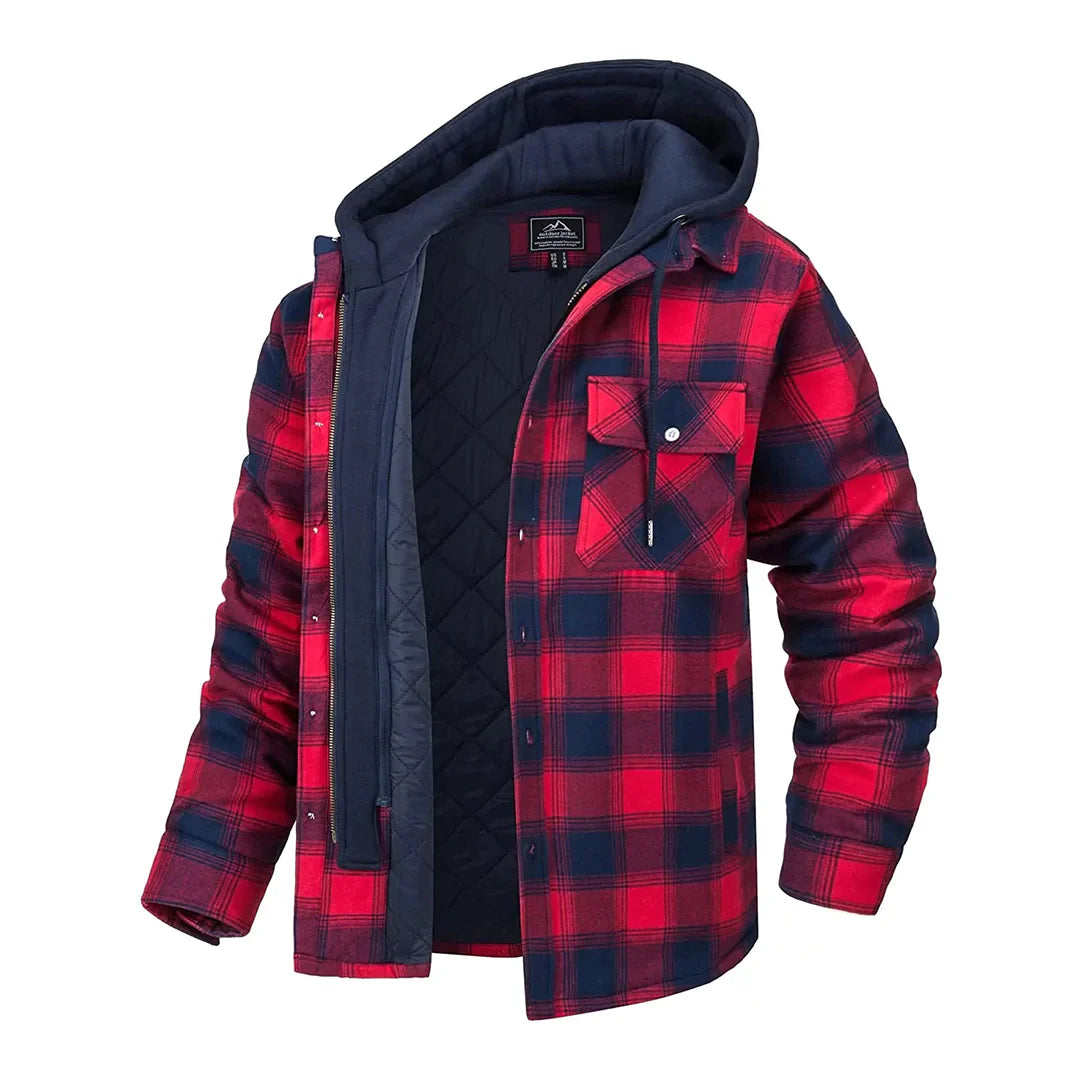 FLORIAN - Men's Lightweight Hooded Summer Jacket with Checkered Design