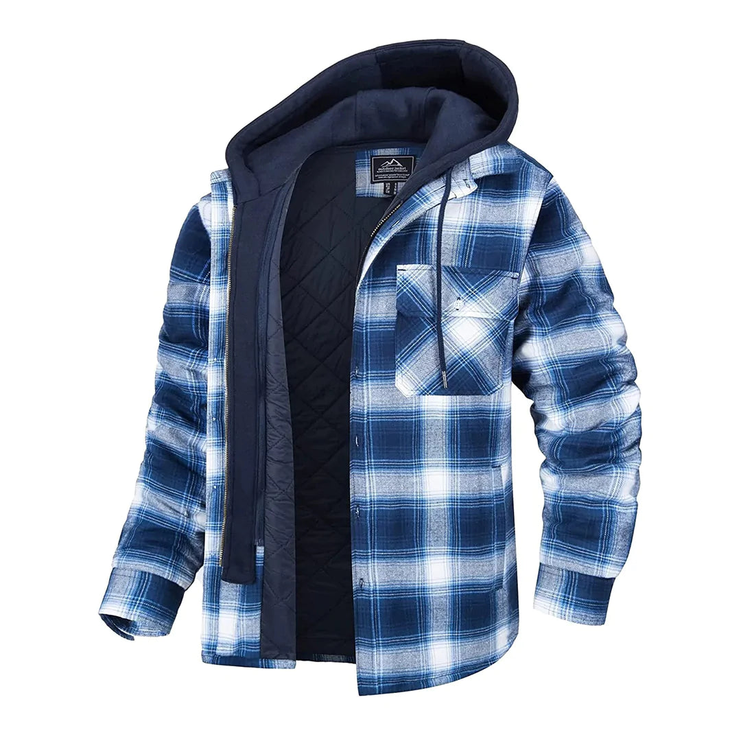 FLORIAN - Men's Lightweight Hooded Summer Jacket with Checkered Design