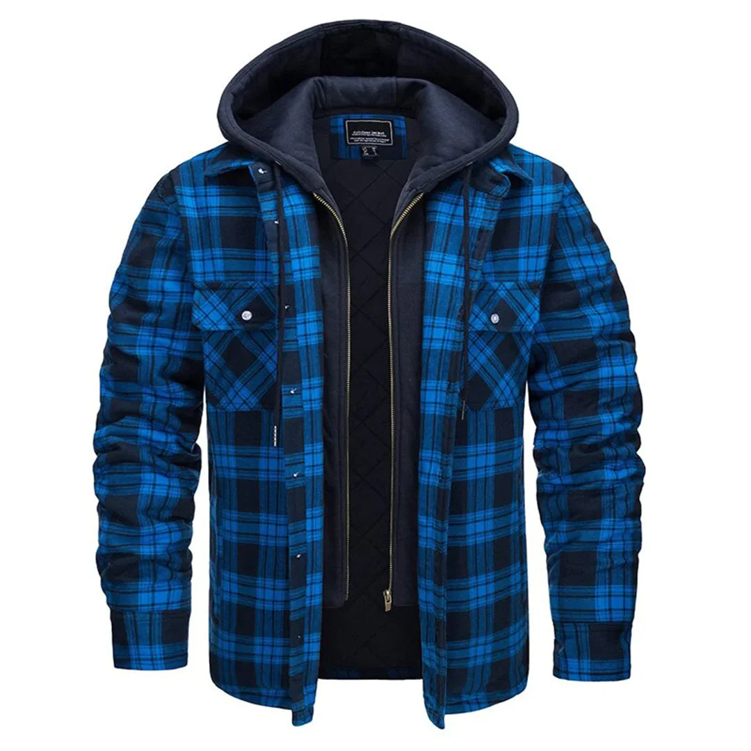 FLORIAN - Men's Lightweight Hooded Summer Jacket with Checkered Design