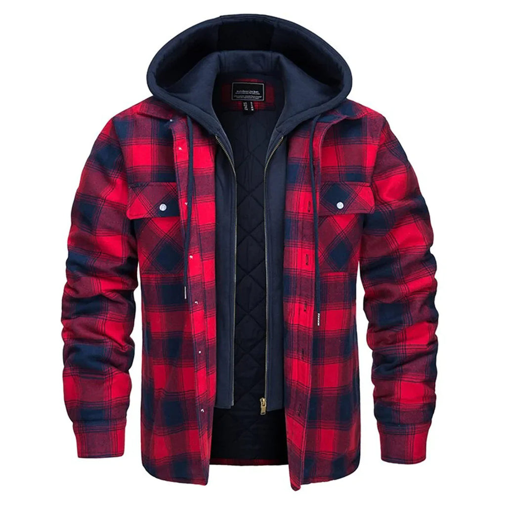 FLORIAN - Men's Lightweight Hooded Summer Jacket with Checkered Design