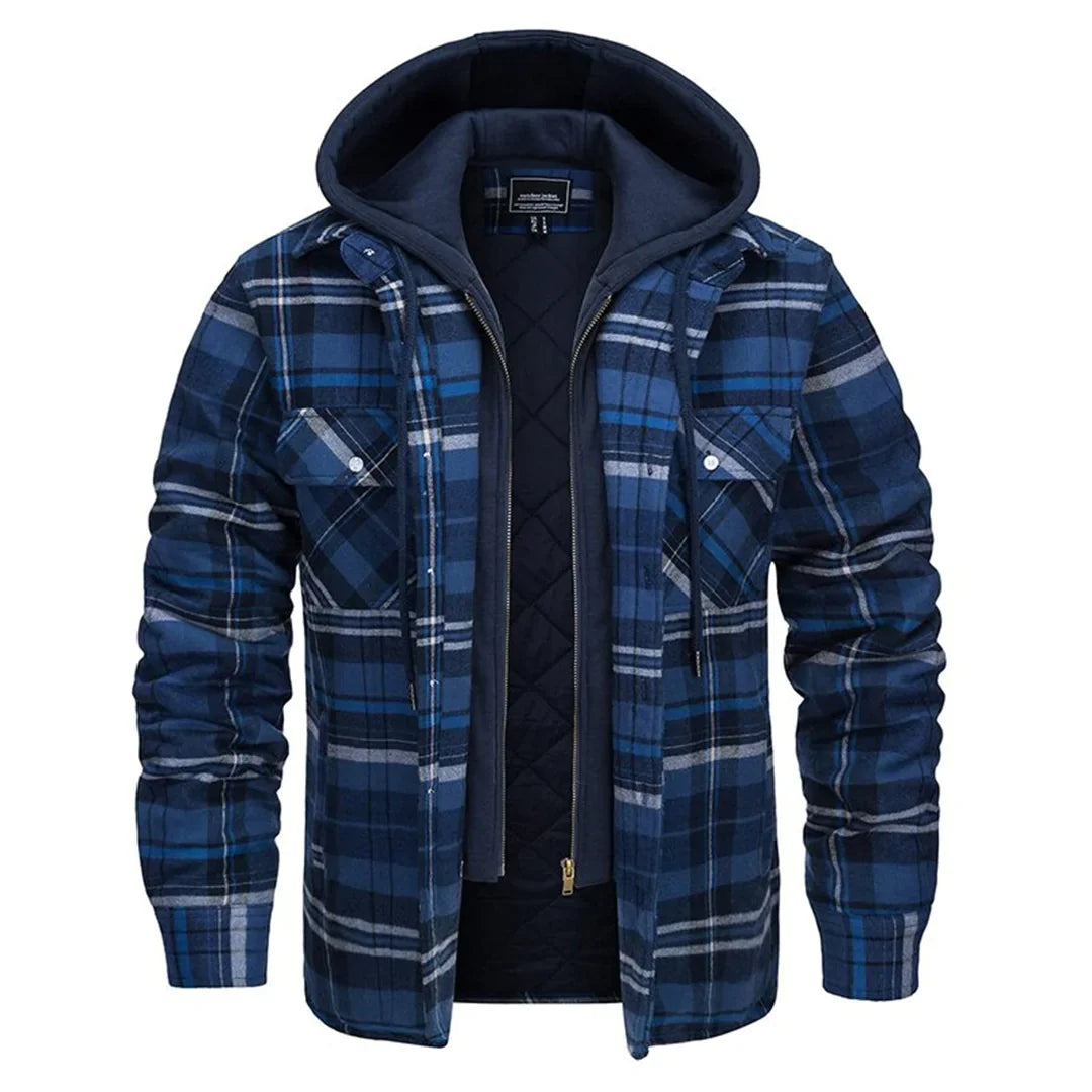 FLORIAN - Men's Lightweight Hooded Summer Jacket with Checkered Design