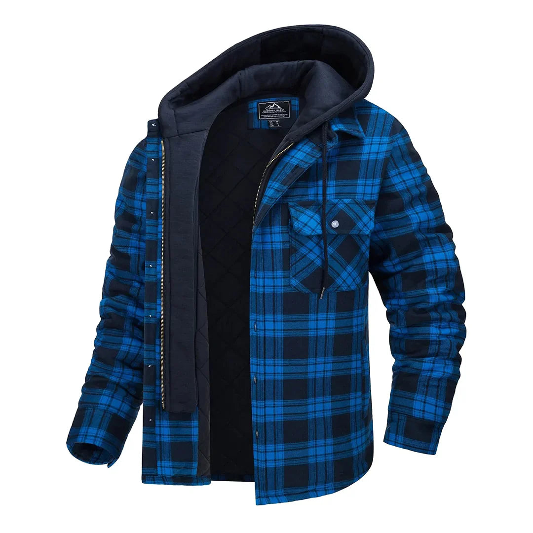 FLORIAN - Men's Lightweight Hooded Summer Jacket with Checkered Design