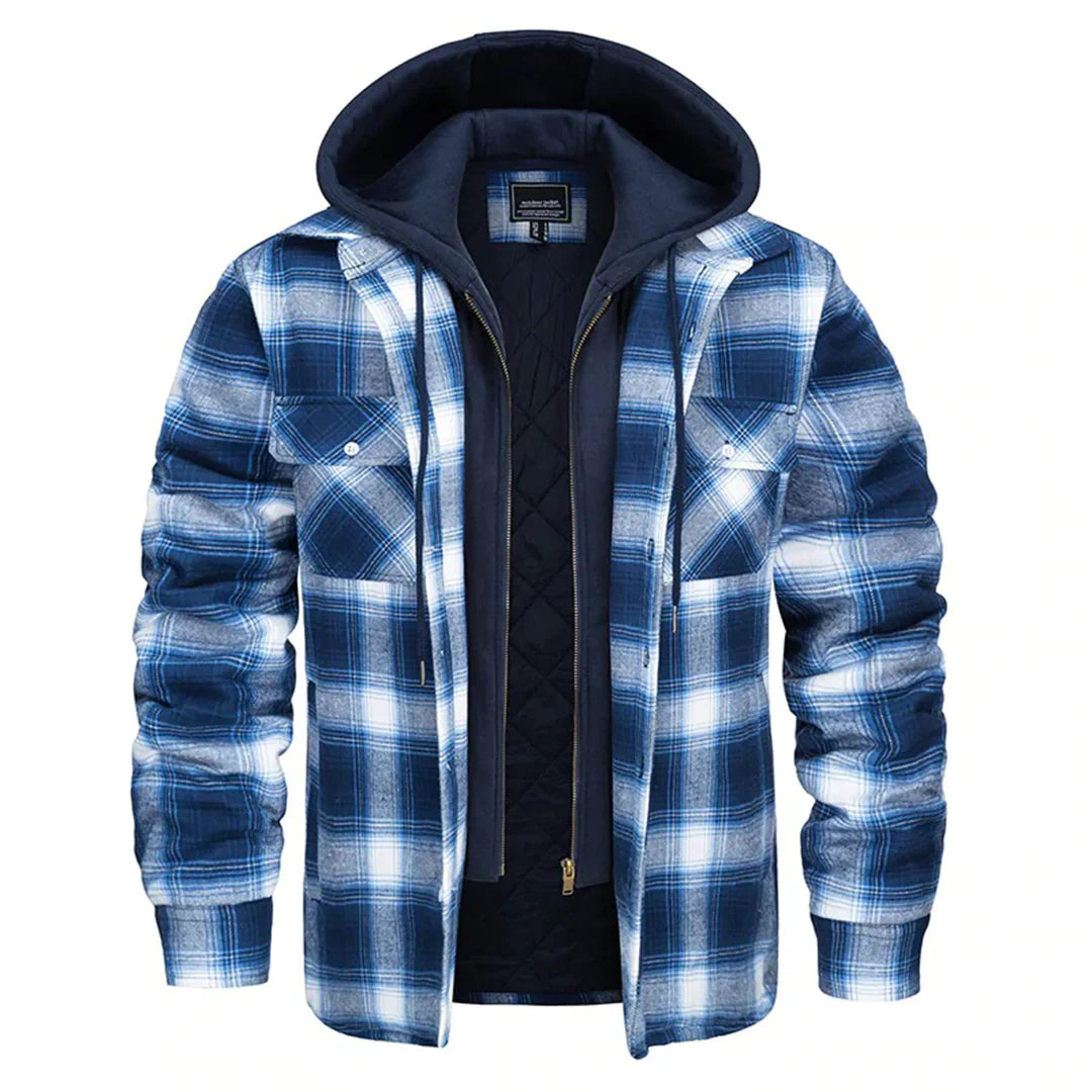 FLORIAN - Men's Lightweight Hooded Summer Jacket with Checkered Design