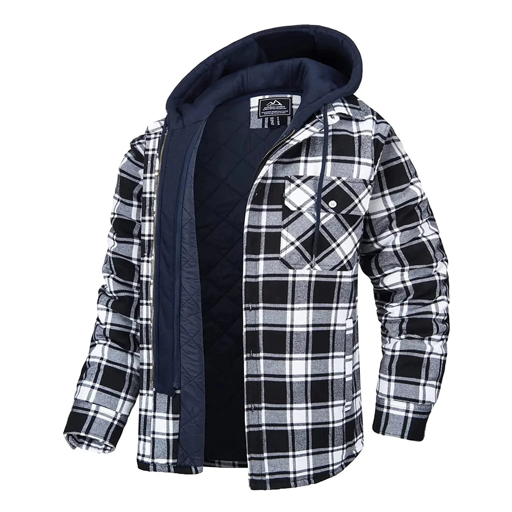 FLORIAN - Men's Lightweight Hooded Summer Jacket with Checkered Design