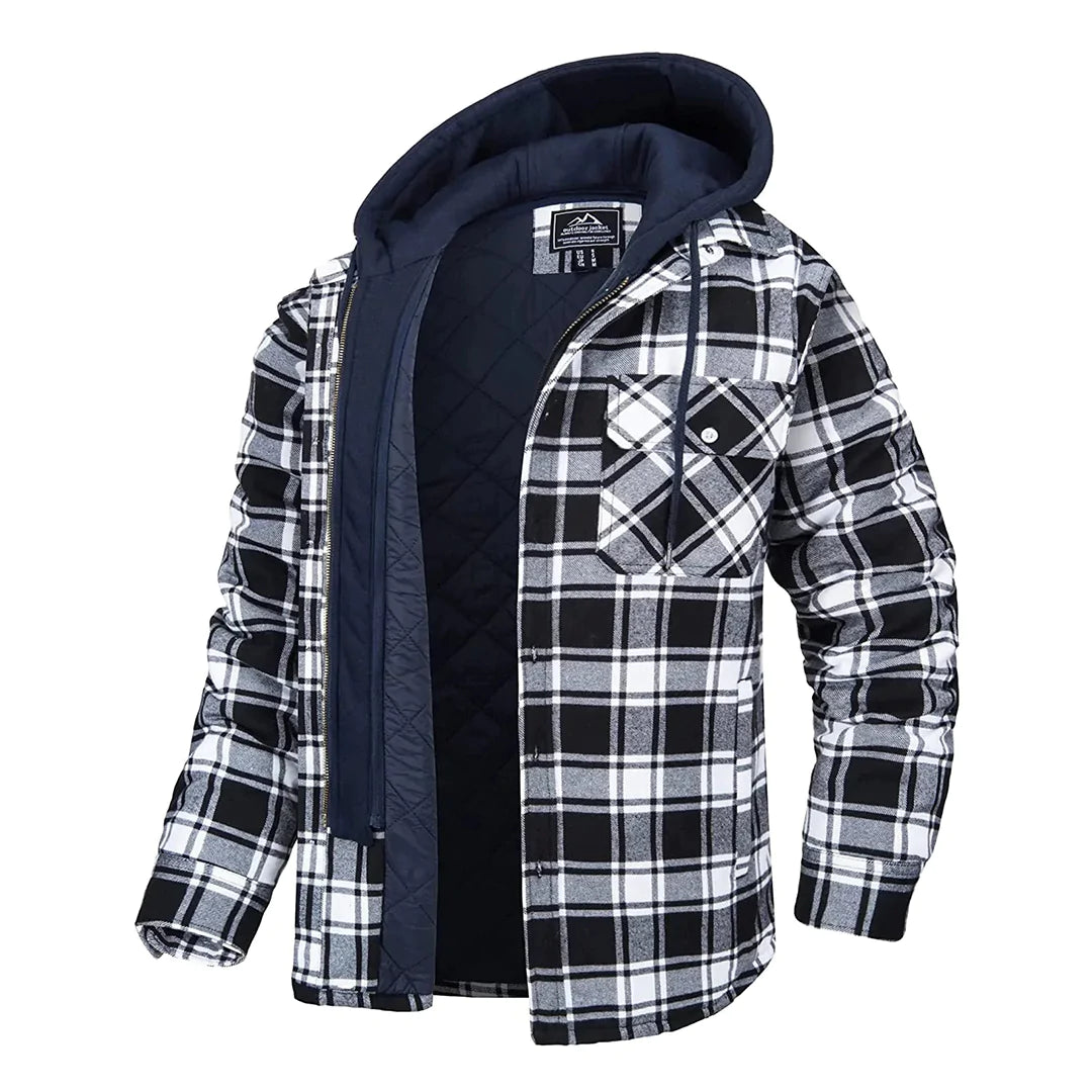 FLORIAN - Men's Lightweight Hooded Summer Jacket with Checkered Design