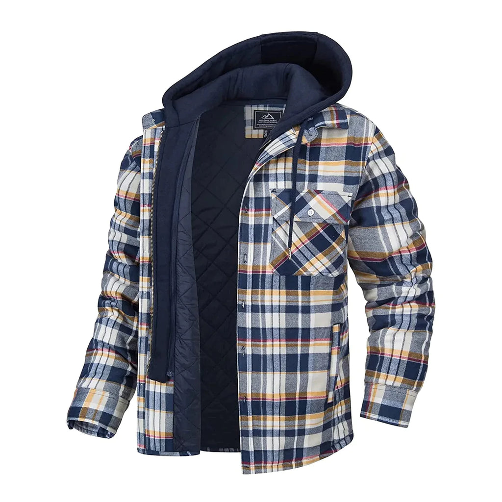 FLORIAN - Men's Lightweight Hooded Summer Jacket with Checkered Design