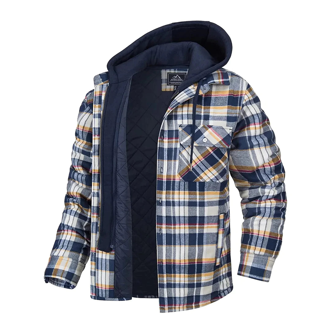 FLORIAN - Men's Lightweight Hooded Summer Jacket with Checkered Design