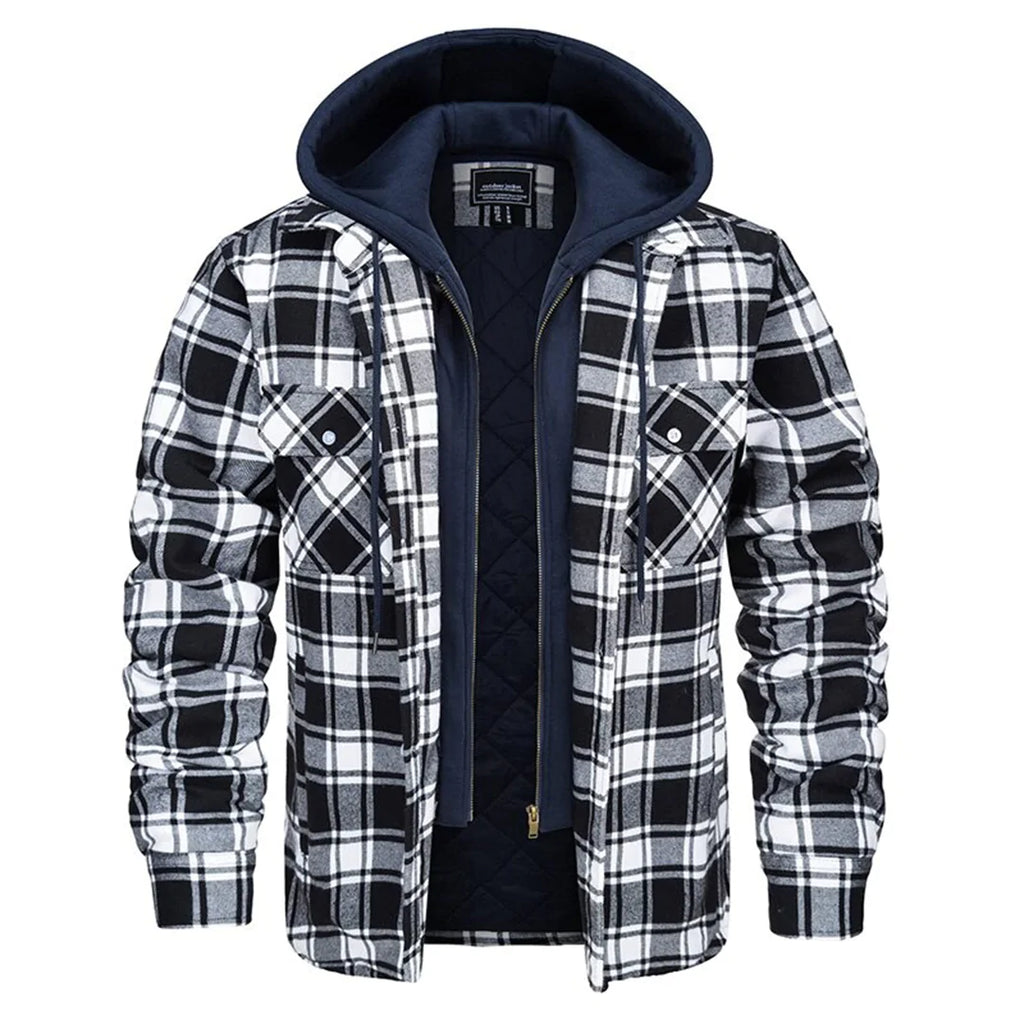 FLORIAN - Men's Lightweight Hooded Summer Jacket with Checkered Design