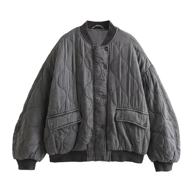 Cozy Padded Casual Fit Autumn Bomber Jacket for Women