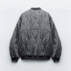 Women's Quilted Bomber Jacket - Ribbed Collar - Casual Comfort Style