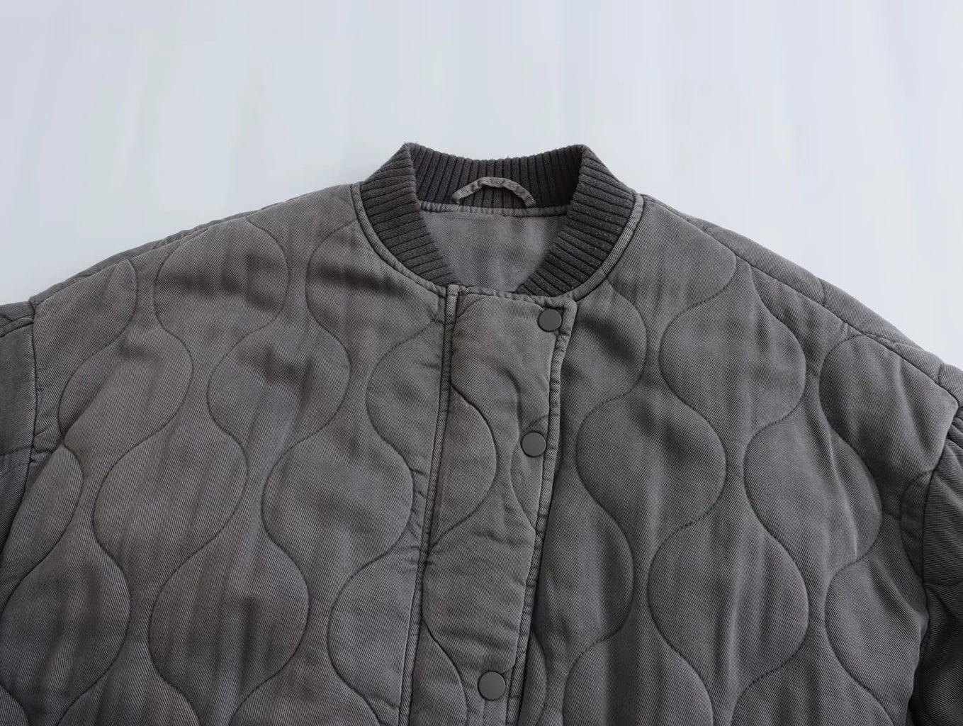 Women's Quilted Bomber Jacket - Ribbed Collar - Casual Comfort Style