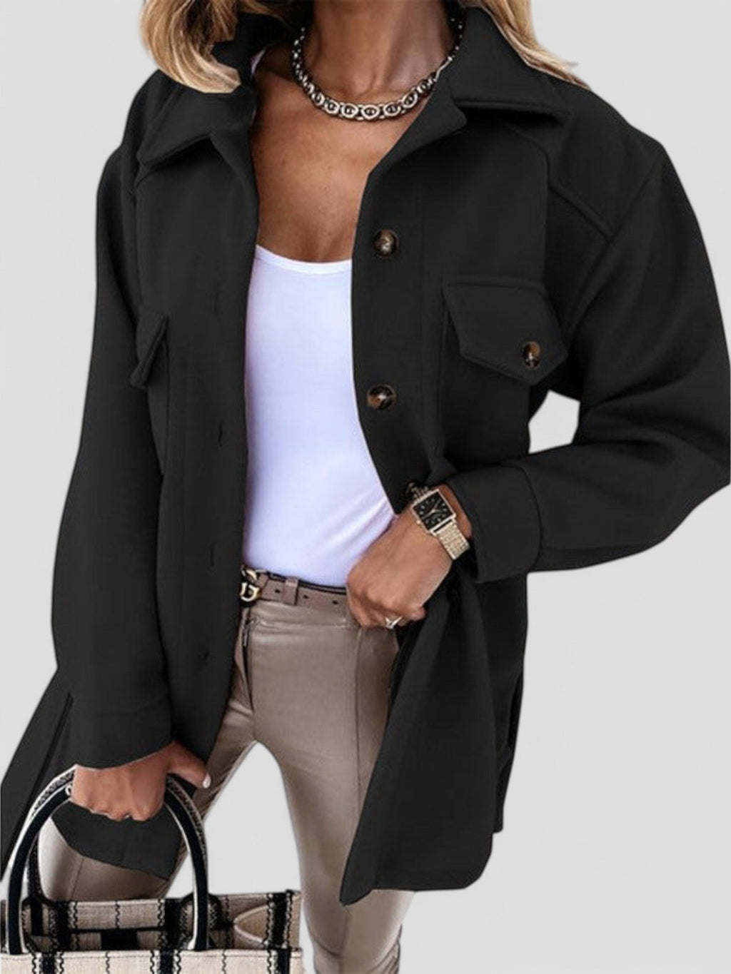 Dena - Stylish Lightweight Women's Jacket with Button Details