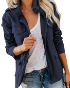 Women's Zip-Up Utility Pocket Mid-Length Jacket
