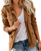 Women's Zip-Up Utility Pocket Mid-Length Jacket