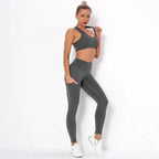 Chic Stretchy Sports Set with Breezy Open Back - Women's
