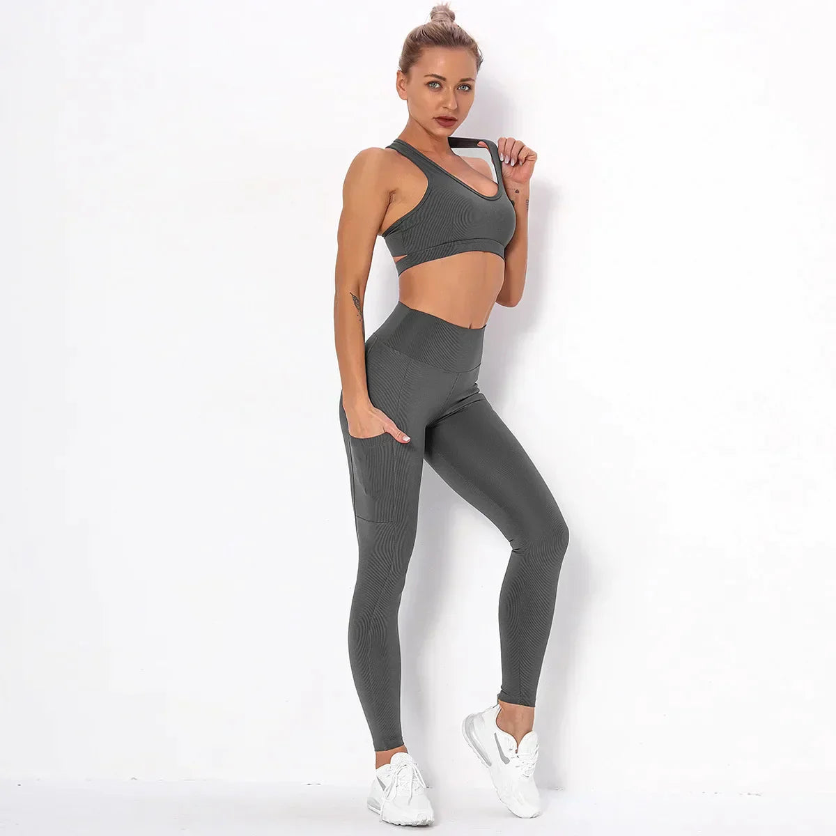 Chic Stretchy Sports Set with Breezy Open Back - Women's