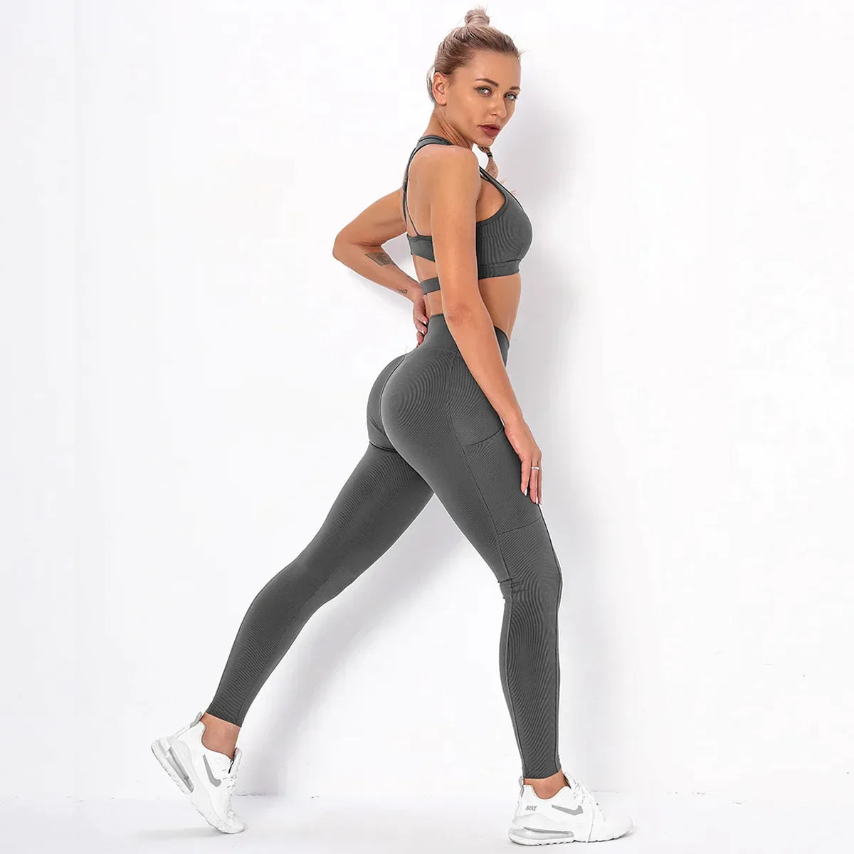 Chic Stretchy Sports Set with Breezy Open Back - Women's