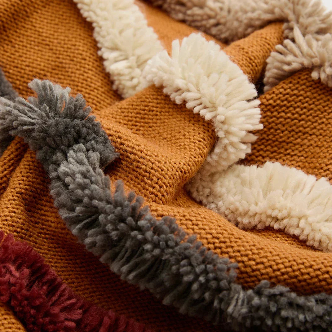 Chic Bohemian Cushion Cover with Textured Ribbed Design