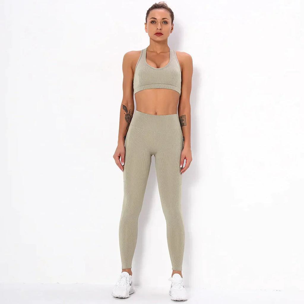 Chic Stretchy Sports Set with Breezy Open Back - Women's