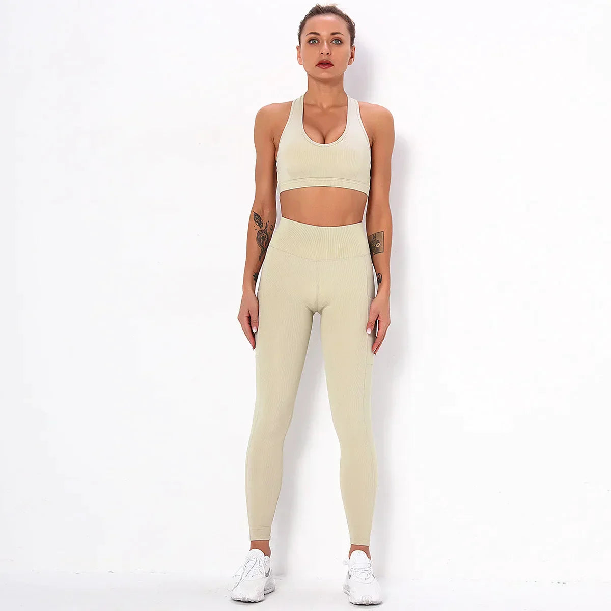 Chic Stretchy Sports Set with Breezy Open Back - Women's