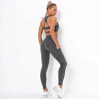 Chic Stretchy Sports Set with Breezy Open Back - Women's