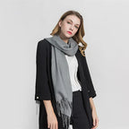 Cozy Women's Long Scarf with Fringed Edges