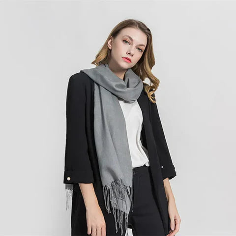 Cozy Women's Long Scarf with Fringed Edges