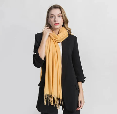 Cozy Women's Long Scarf with Fringed Edges