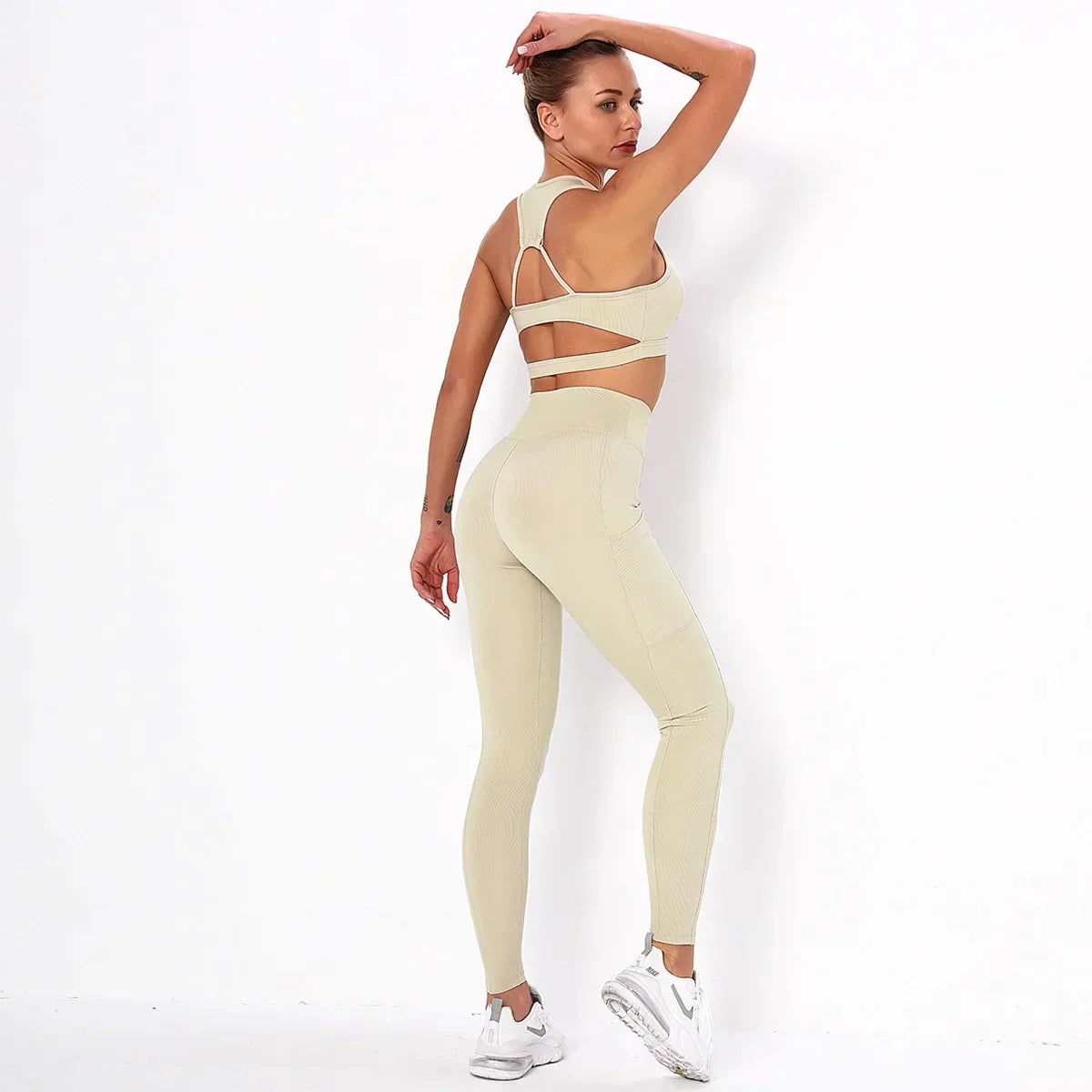 Chic Stretchy Sports Set with Breezy Open Back - Women's