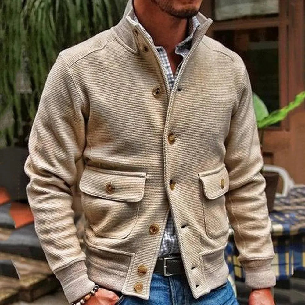 Corduroy Jacket - Stylish Casual Wear with Unique Buttons and Practical Pockets - Perfect for Relaxed Outings