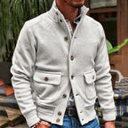 Corduroy Jacket - Stylish Casual Wear with Unique Buttons and Practical Pockets - Perfect for Relaxed Outings