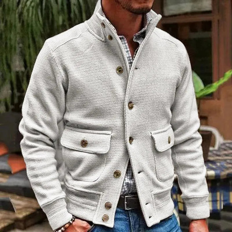 Corduroy Jacket - Stylish Casual Wear with Unique Buttons and Practical Pockets - Perfect for Relaxed Outings