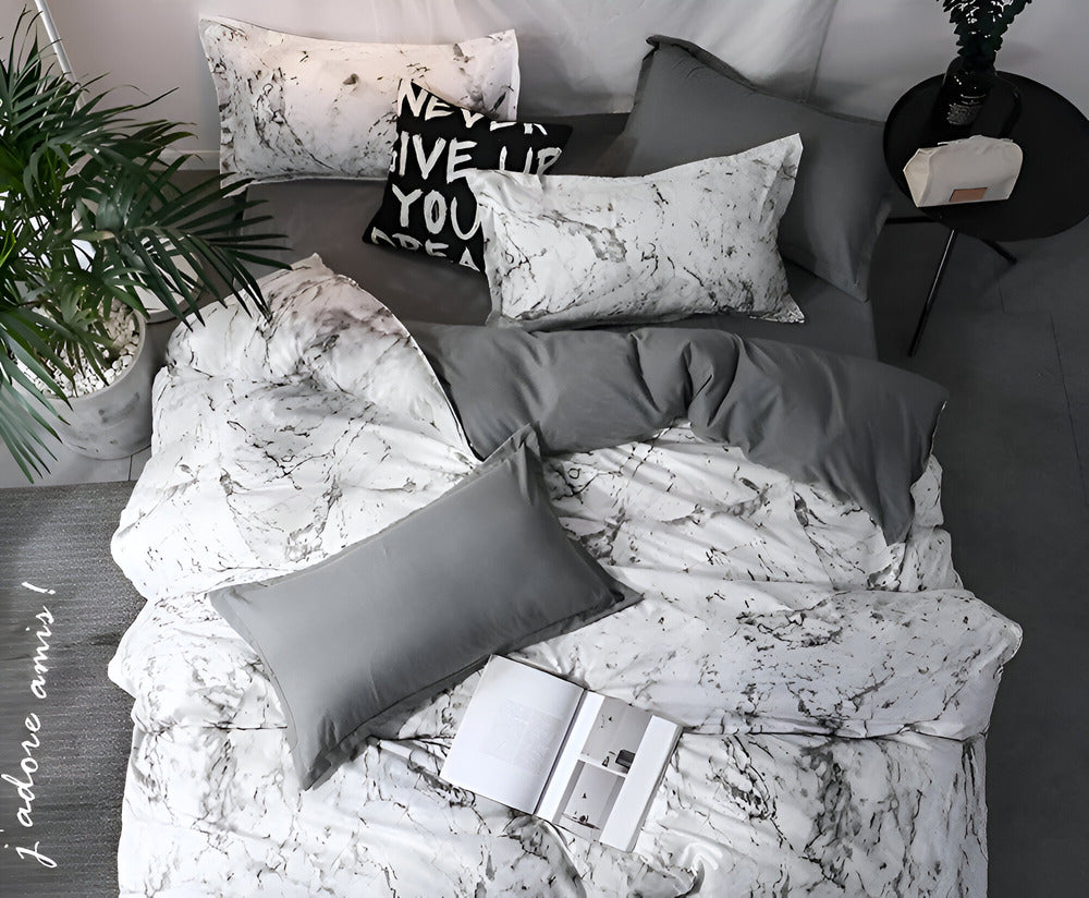 Velitra - Stylish 3-Piece Bedding Set Featuring a Marble Design