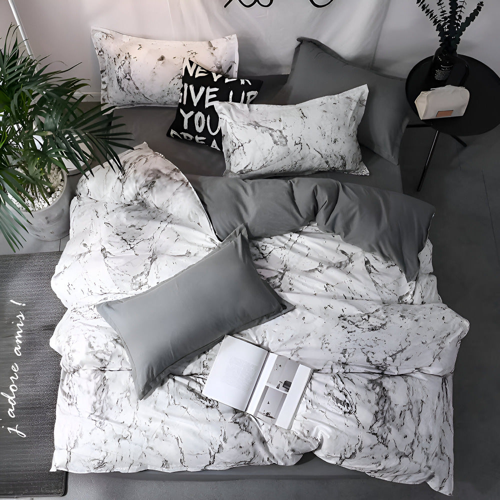 Velitra - Stylish 3-Piece Bedding Set Featuring a Marble Design