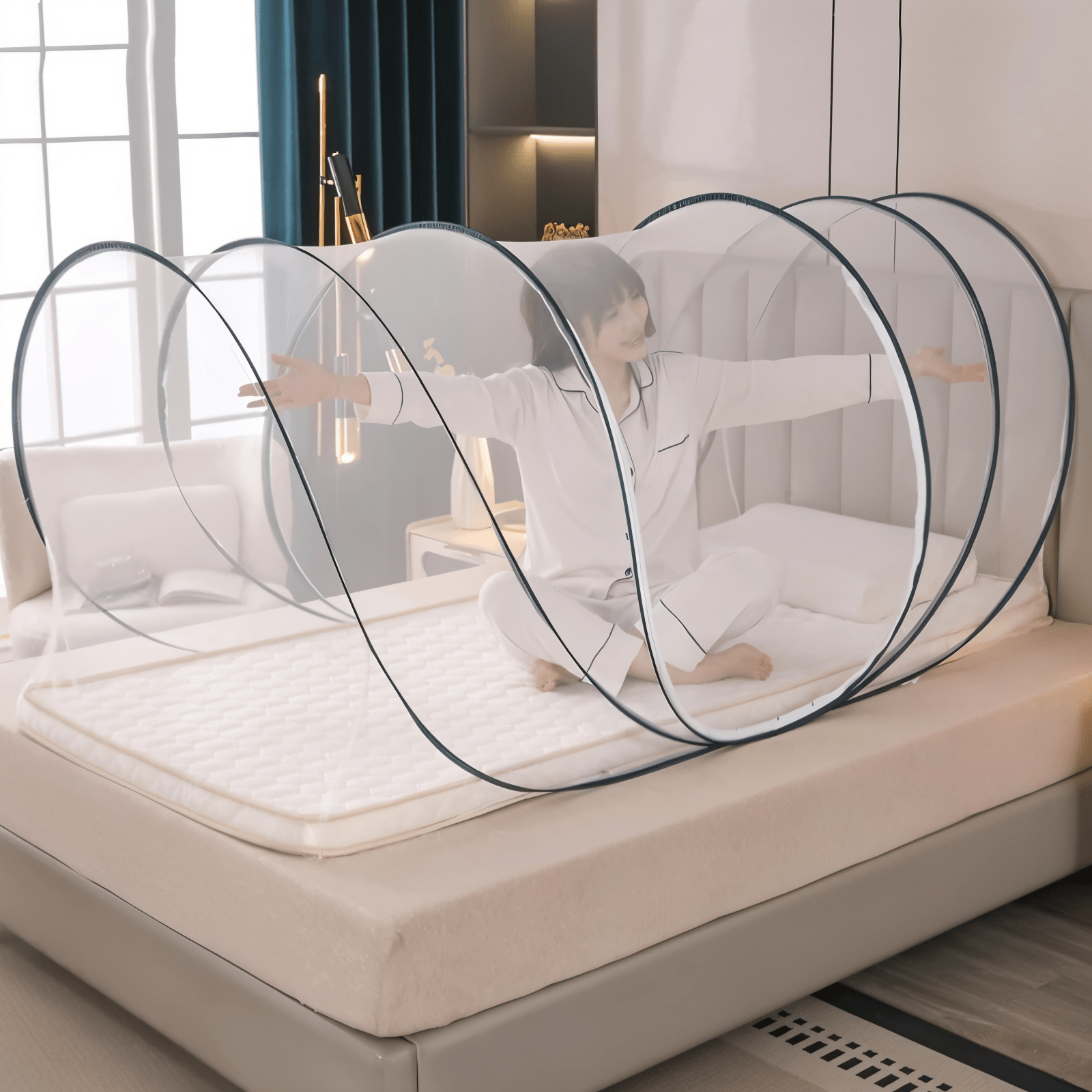Compact Round Mosquito Net with Fine Mesh Design