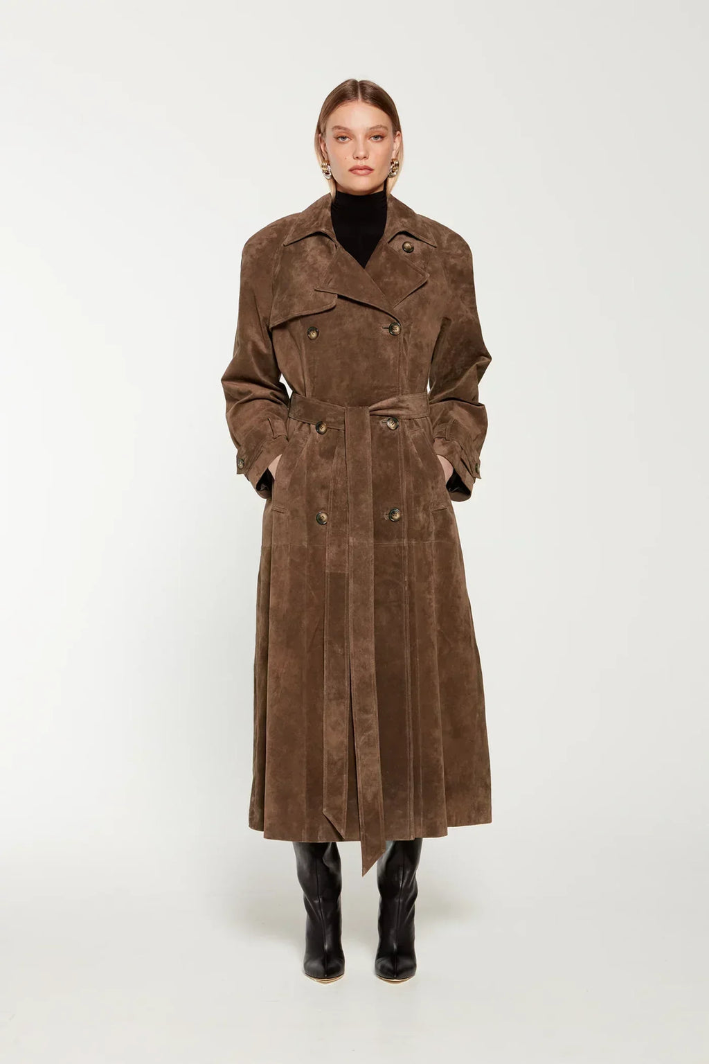 Valeria Premium Suede Trench Coat