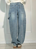 High-Waisted Glitter Baggy Jeans for Women